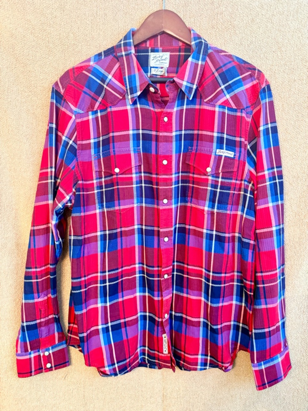 Lucky Brand Western Plaid Button Down Shirt